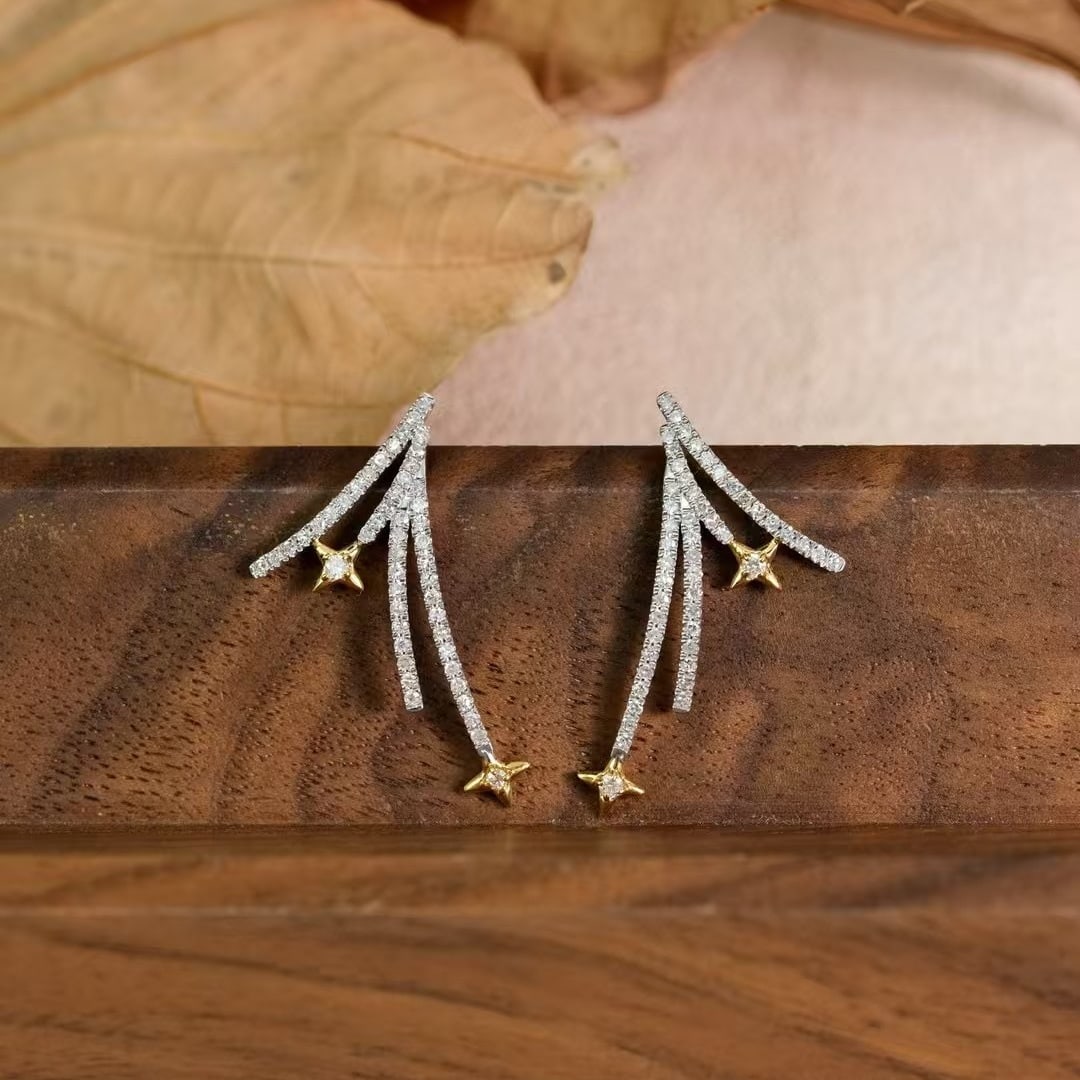 14k Gold 0.56 Ct Natural H Diamond Earrings: Ref:231113215 // gold content:14k gold // main gemstone:diamond // shape:round // carat weight:0. 56ct // clarity grade:vs-si // color:h // treatment:natural // cut grade:g // Condition: New Low