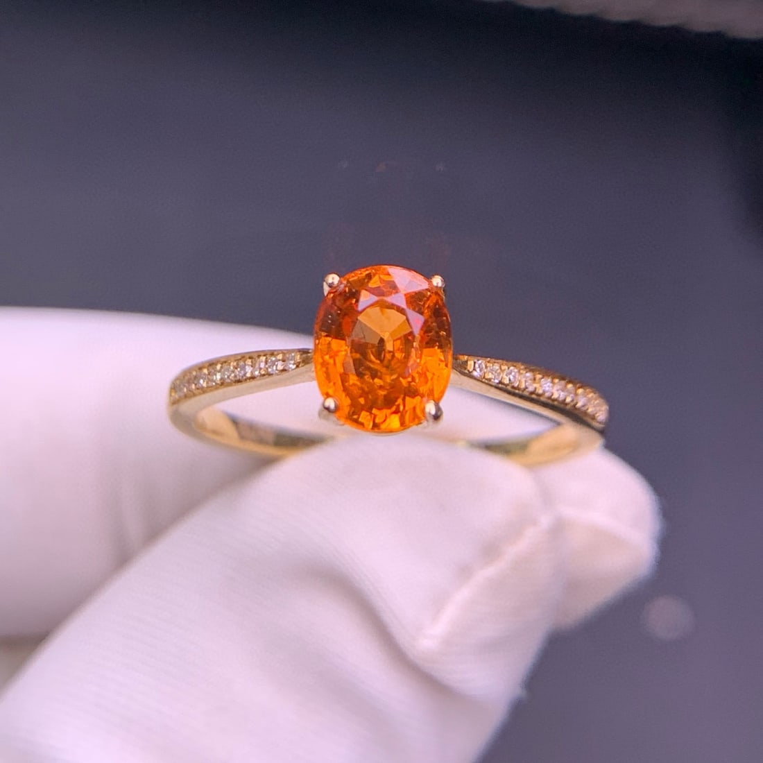 14k Gold 1.6 Ct Natural Spessartine & Diamond Ring - 2