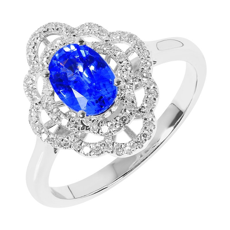 14k Gold 1.35 Ctw Natural Sapphire & Diamond Ring - 2