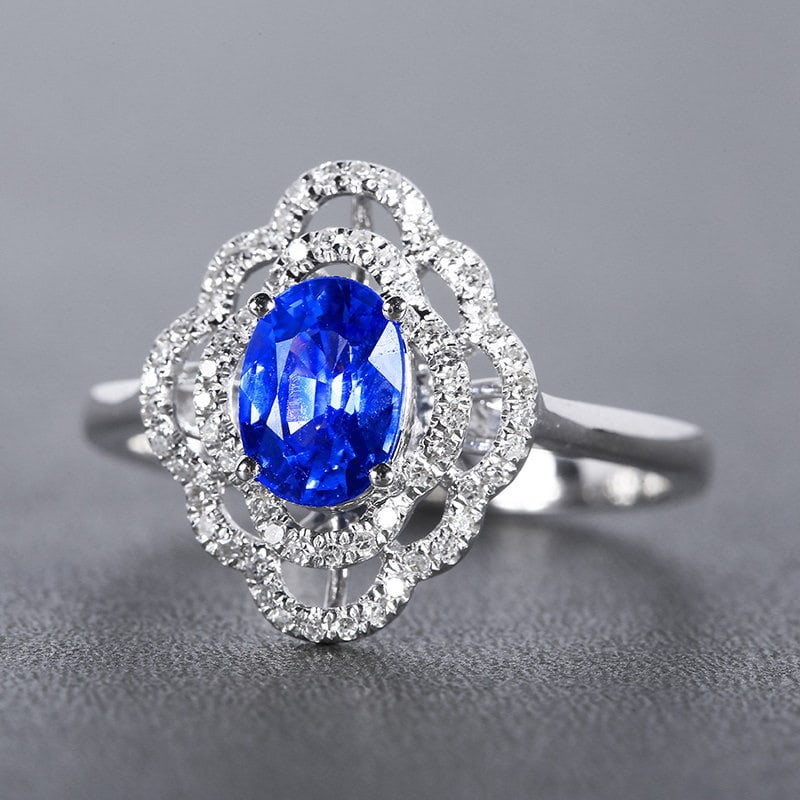 14k Gold 1.35 Ctw Natural Sapphire & Diamond Ring - 3