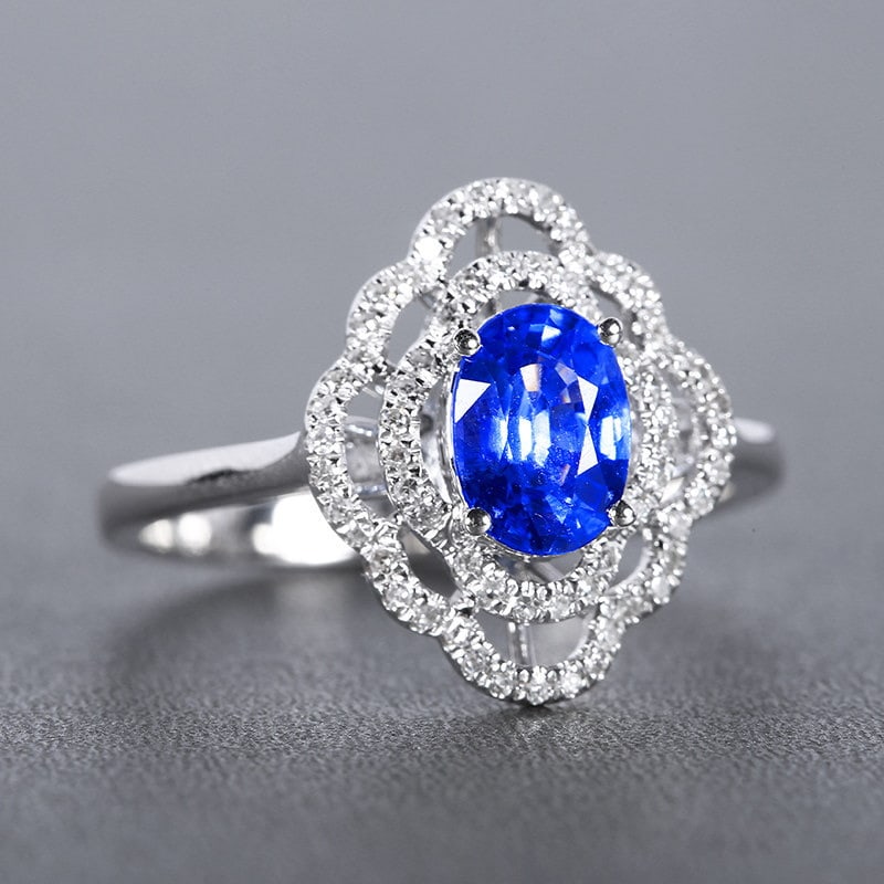 14k Gold 1.35 Ctw Natural Sapphire & Diamond Ring - 4