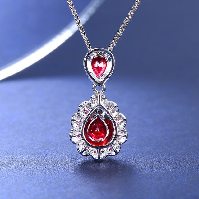 14k Gold 1.41 Ctw Natural Ruby & Diamond Pendant( Without Chain ) - 4