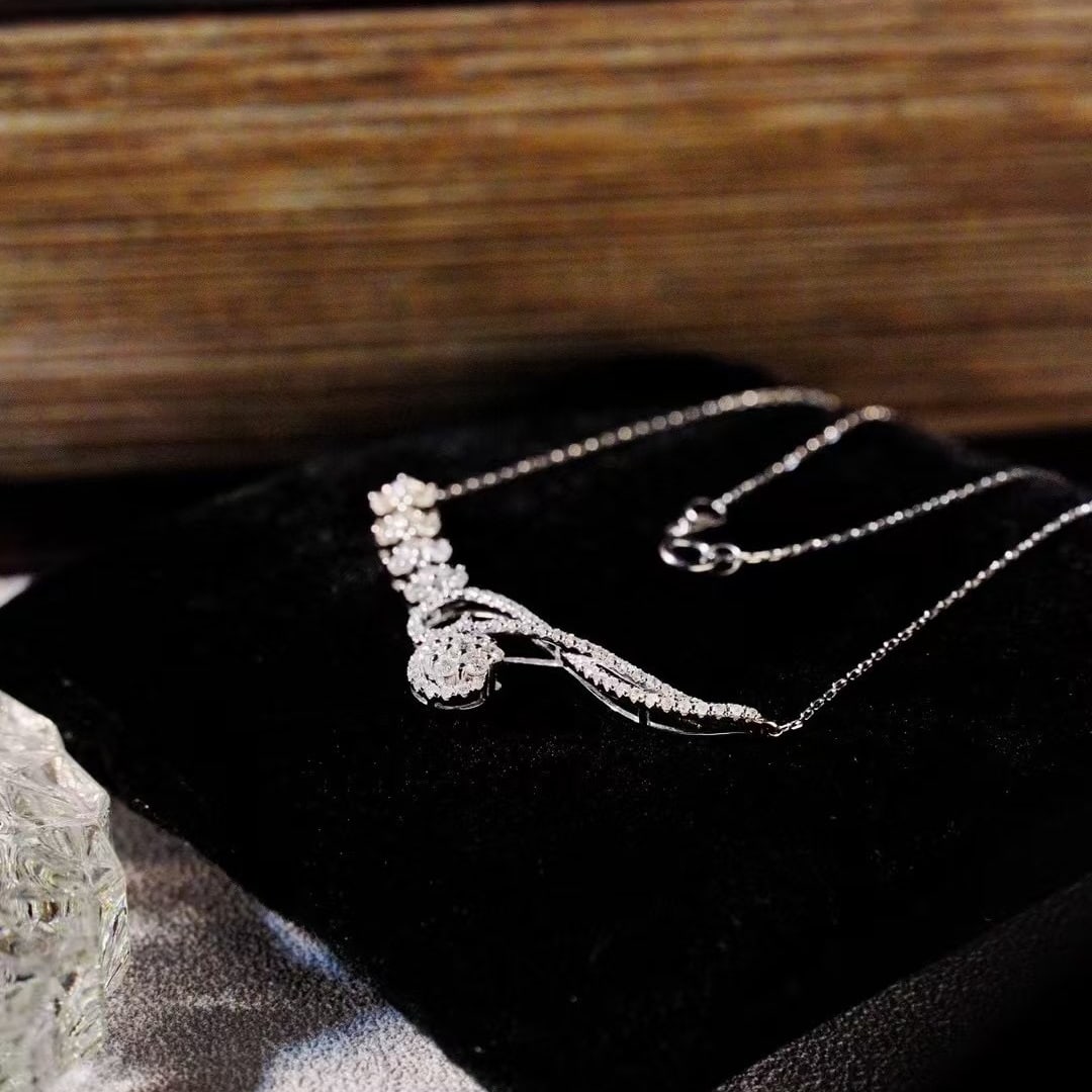 14k Gold 1.2 Ct Natural H Diamond Necklace - 2