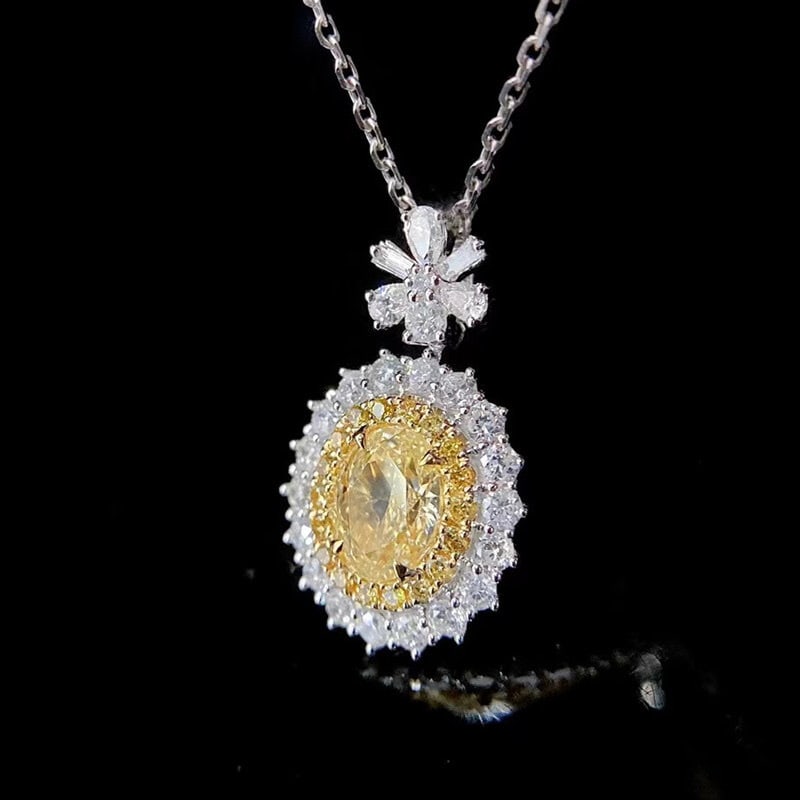 14k Gold 1.0 Ctw Natural Yellow Diamond & Diamond Pendant( Without Chain ) - 3