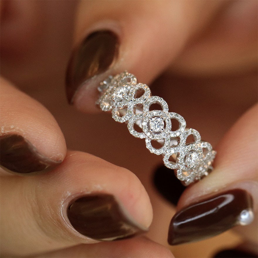 14k Gold 0.6 Ct Natural H Diamond Ring - 5