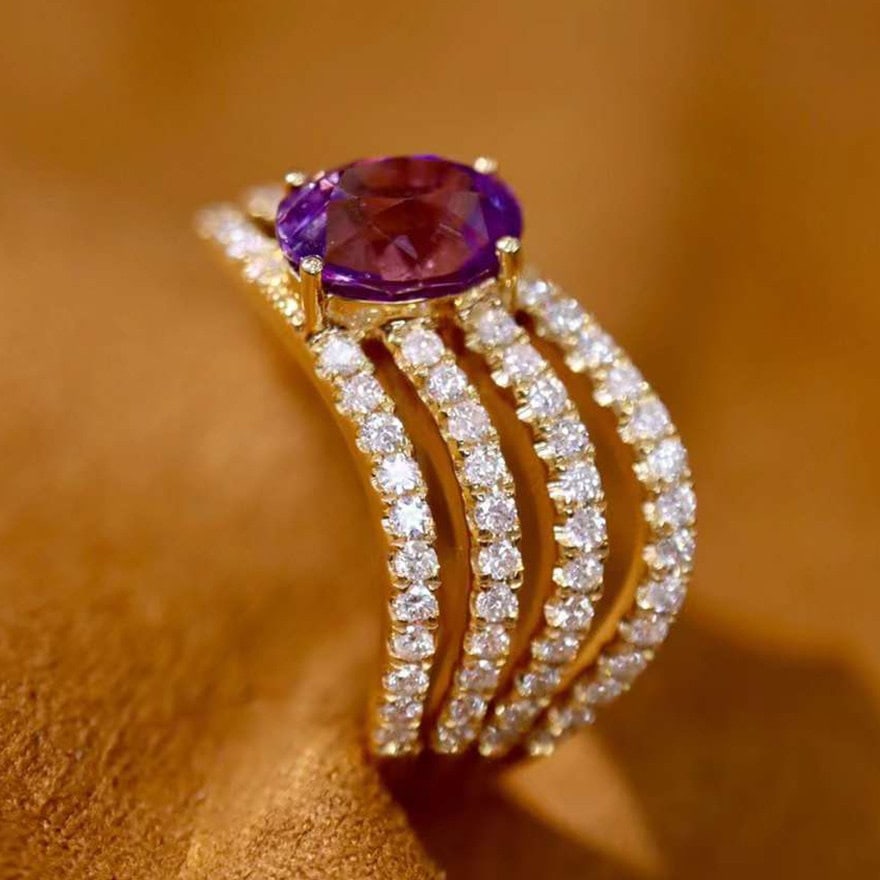 14k Gold 2.29 Ctw Natural Sapphire & Diamond Ring - 3