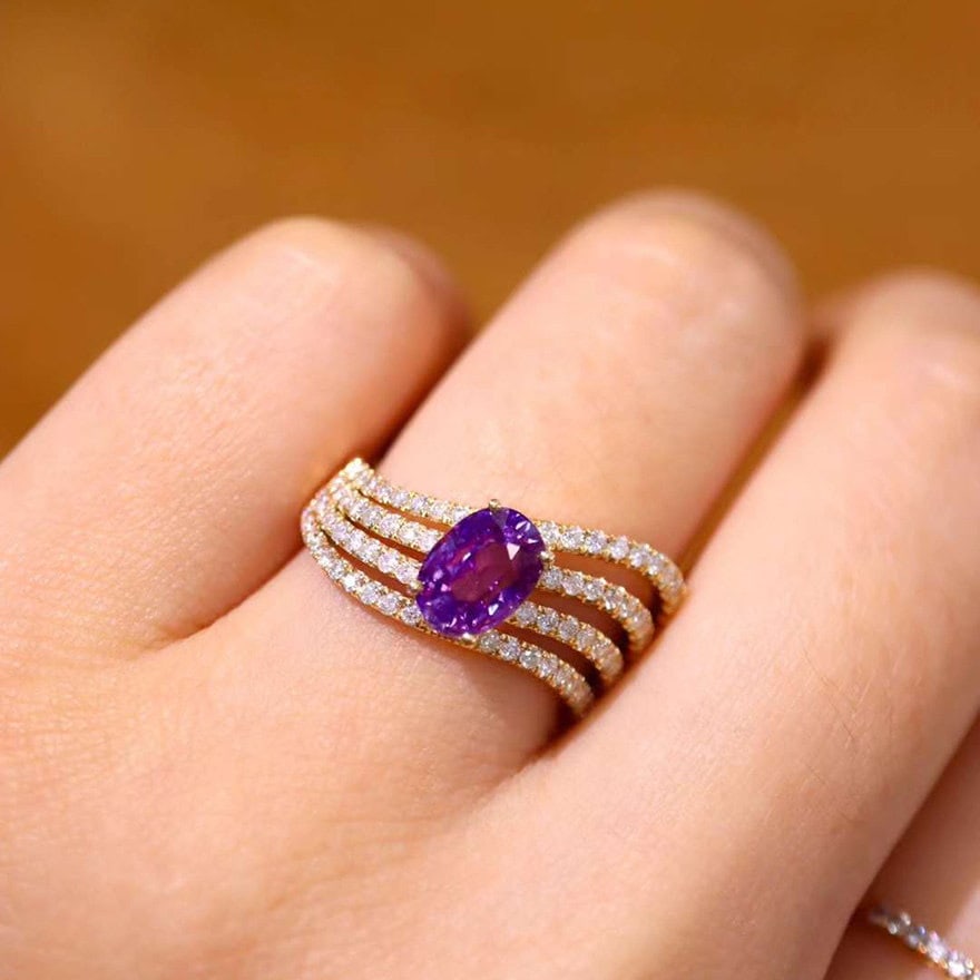 14k Gold 2.29 Ctw Natural Sapphire & Diamond Ring - 4