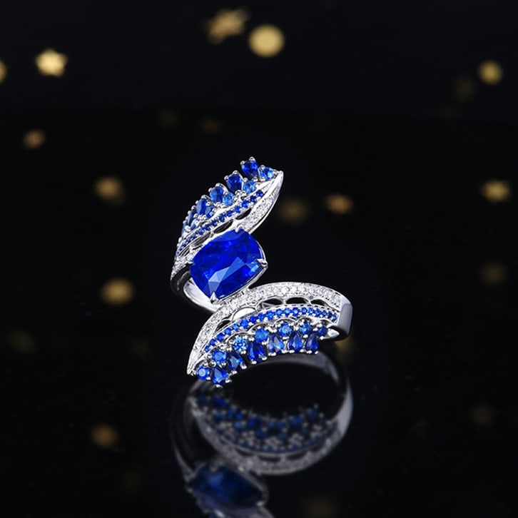 14k Gold 2.15 Ctw Natural Sapphire & Diamond Ring - 2
