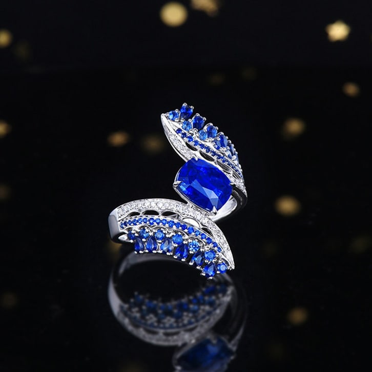 14k Gold 2.15 Ctw Natural Sapphire & Diamond Ring - 3