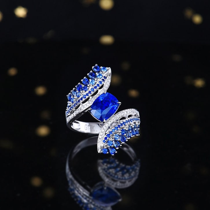14k Gold 2.15 Ctw Natural Sapphire & Diamond Ring - 4