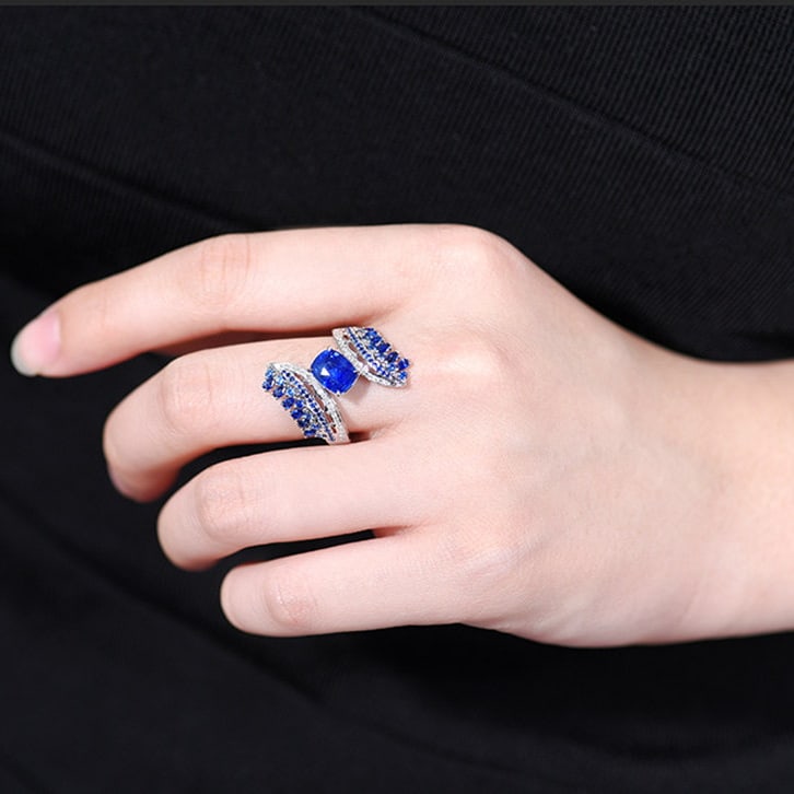 14k Gold 2.15 Ctw Natural Sapphire & Diamond Ring - 7
