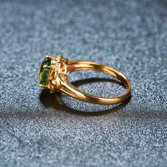 14k Gold 2.05 Ct Natural Tourmaline & Diamond Ring - 4