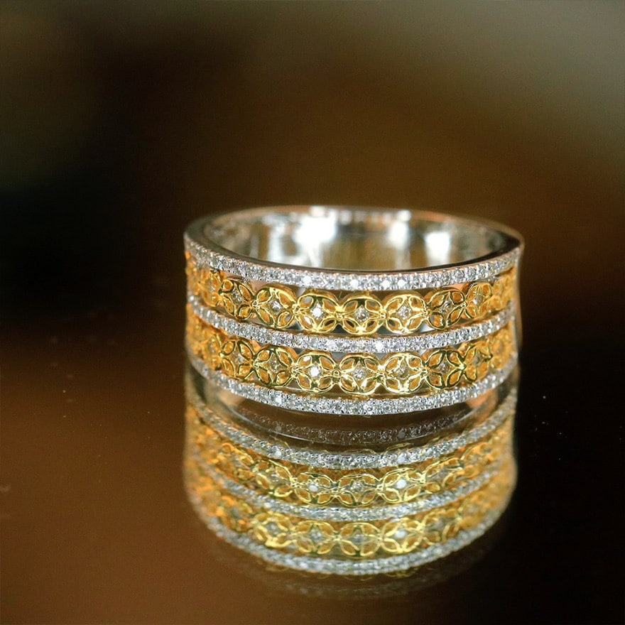 14k Gold 0.3 Ct Natural H Diamond Ring - 4
