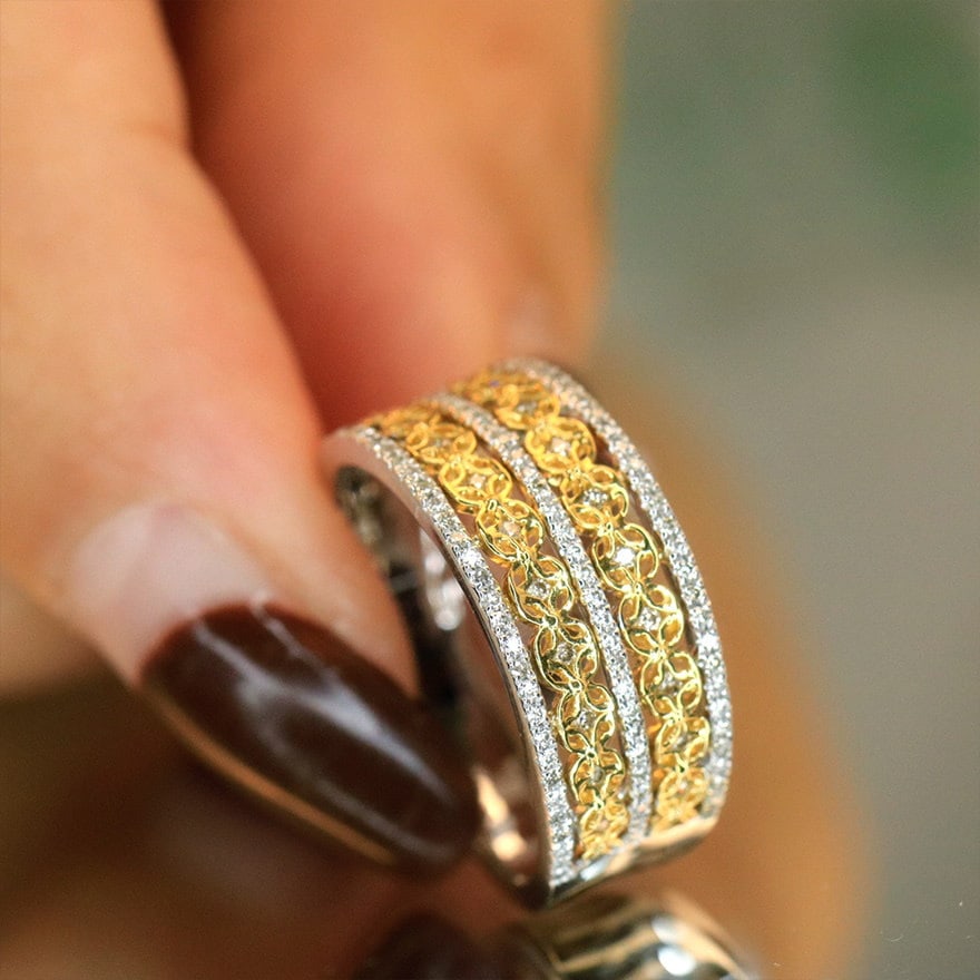 14k Gold 0.3 Ct Natural H Diamond Ring - 6