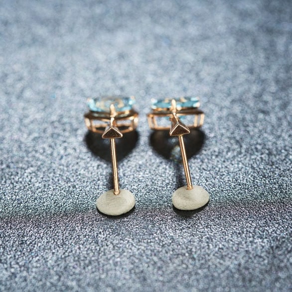 14k Gold 3.16 Ct Natural Aquamarine Earrings - 4