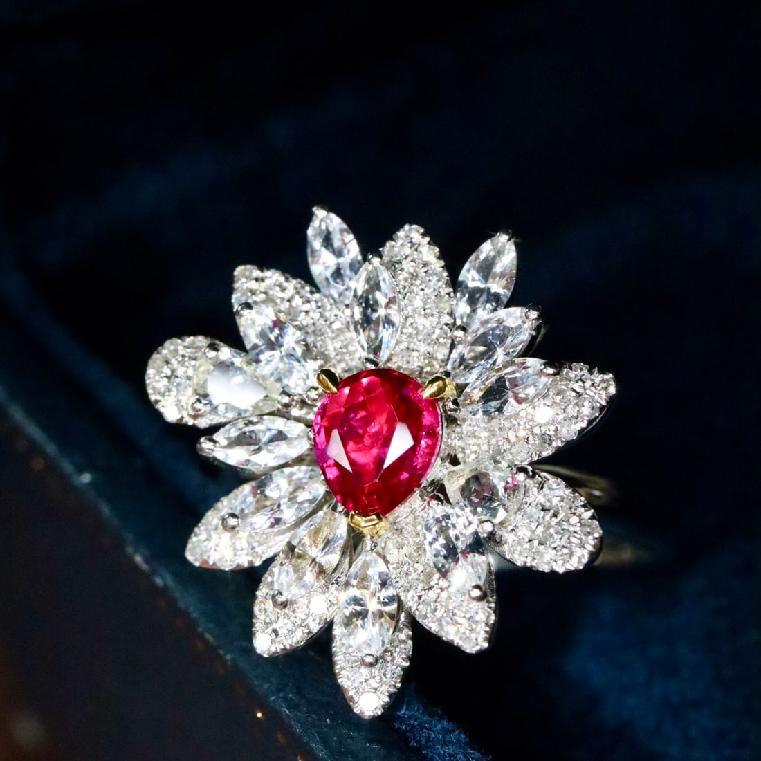 14k Gold 0.79 Ctw Natural Ruby & Diamond Ring