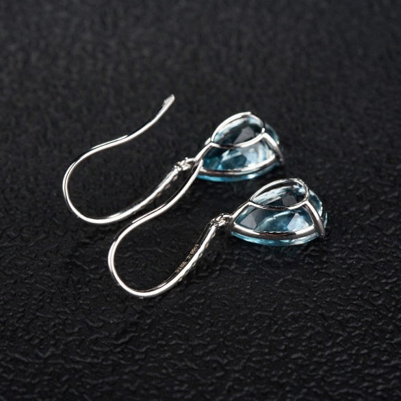 14k Gold 3.06 Ct Natural Aquamarine & Diamond Earrings - 7