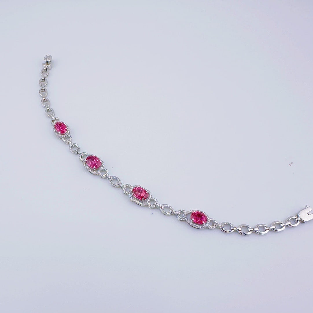 14k Gold 5.22 Ctw Natural Ruby & Diamond Bracelet - 2