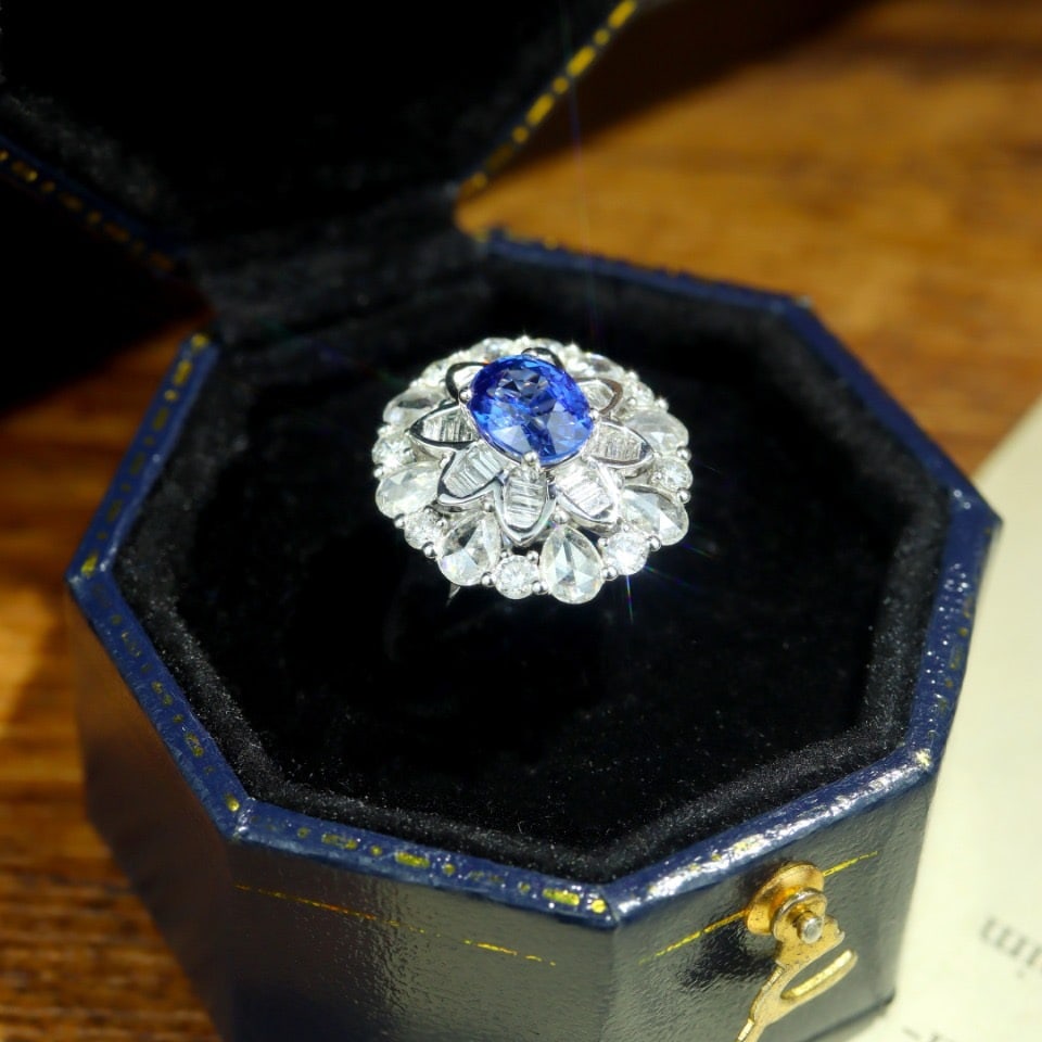 14k Gold 2.03 Ctw Natural Sapphire & Diamond Ring - 3