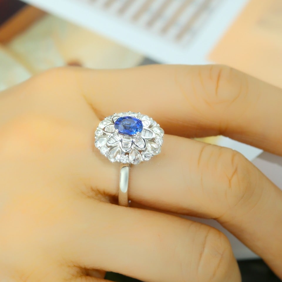 14k Gold 2.03 Ctw Natural Sapphire & Diamond Ring - 5