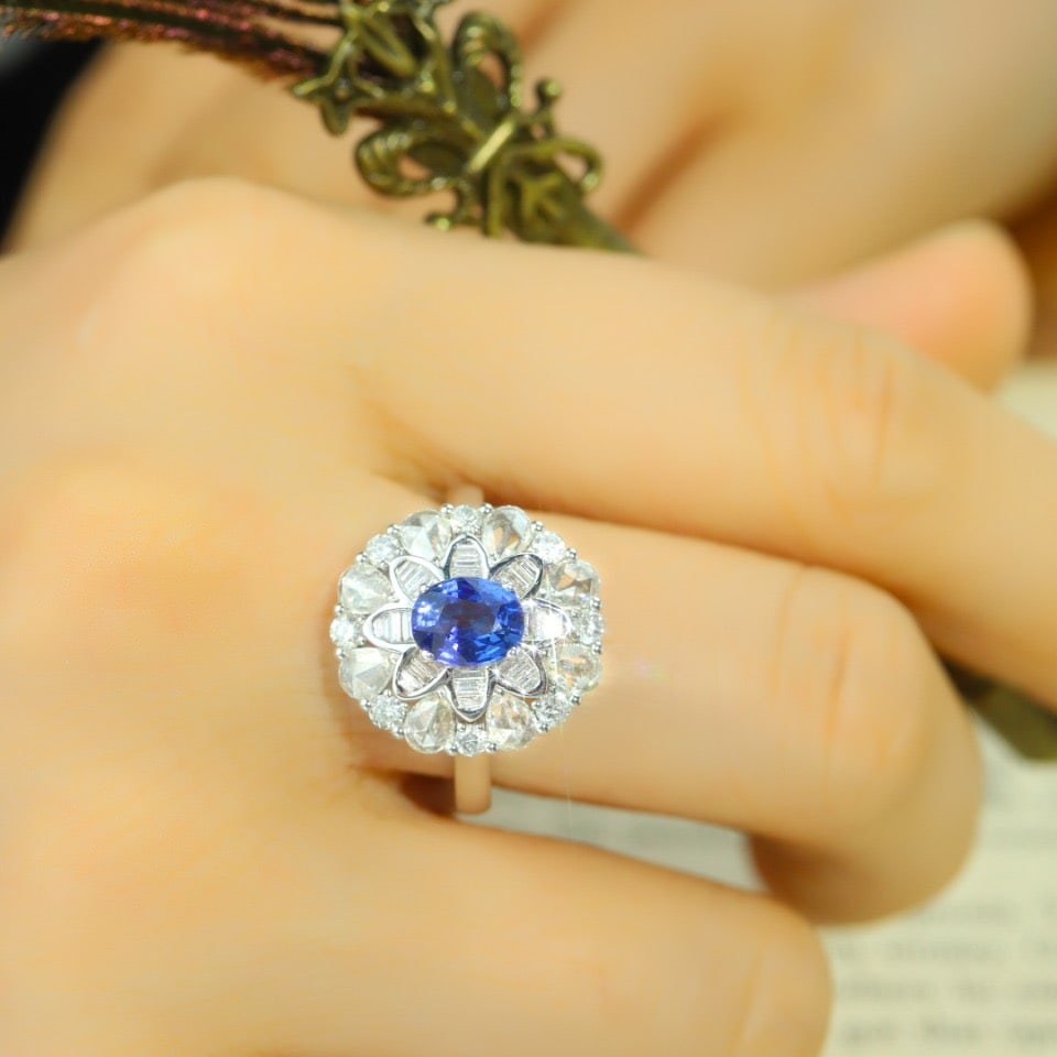 14k Gold 2.03 Ctw Natural Sapphire & Diamond Ring - 6