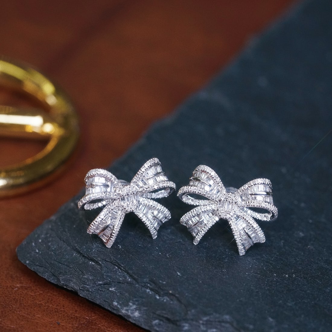 14k Gold 1.00 Ct Natural H Diamond Earrings - 4