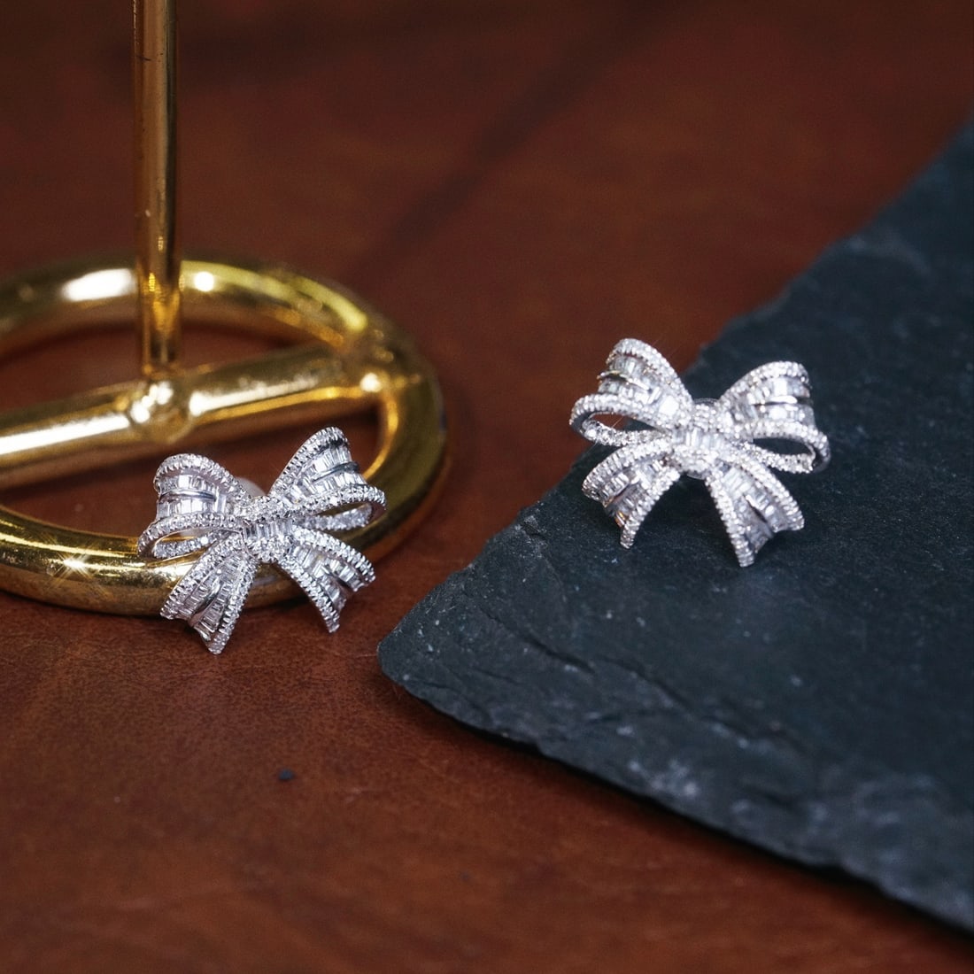 14k Gold 1.00 Ct Natural H Diamond Earrings - 5
