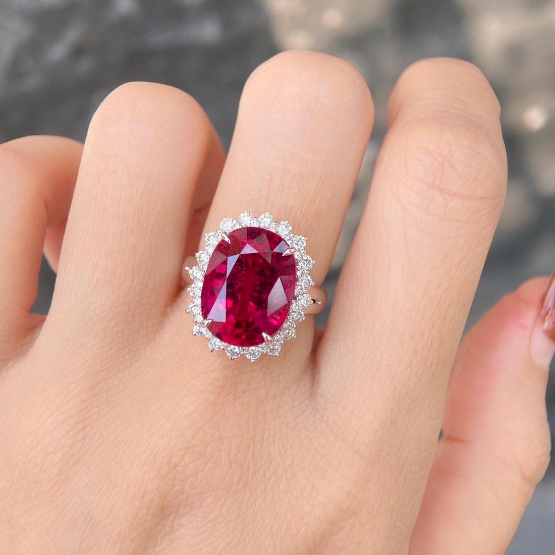 14k Gold 11.28 Ctw Natural Tourmaline & Diamond Ring - 4