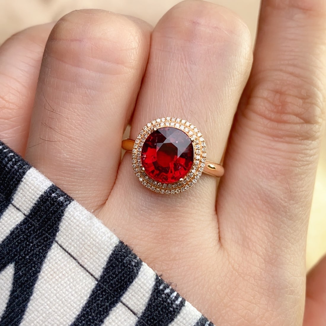 14k Gold 3.62 Ct Natural Tourmaline & Diamond Ring - 6