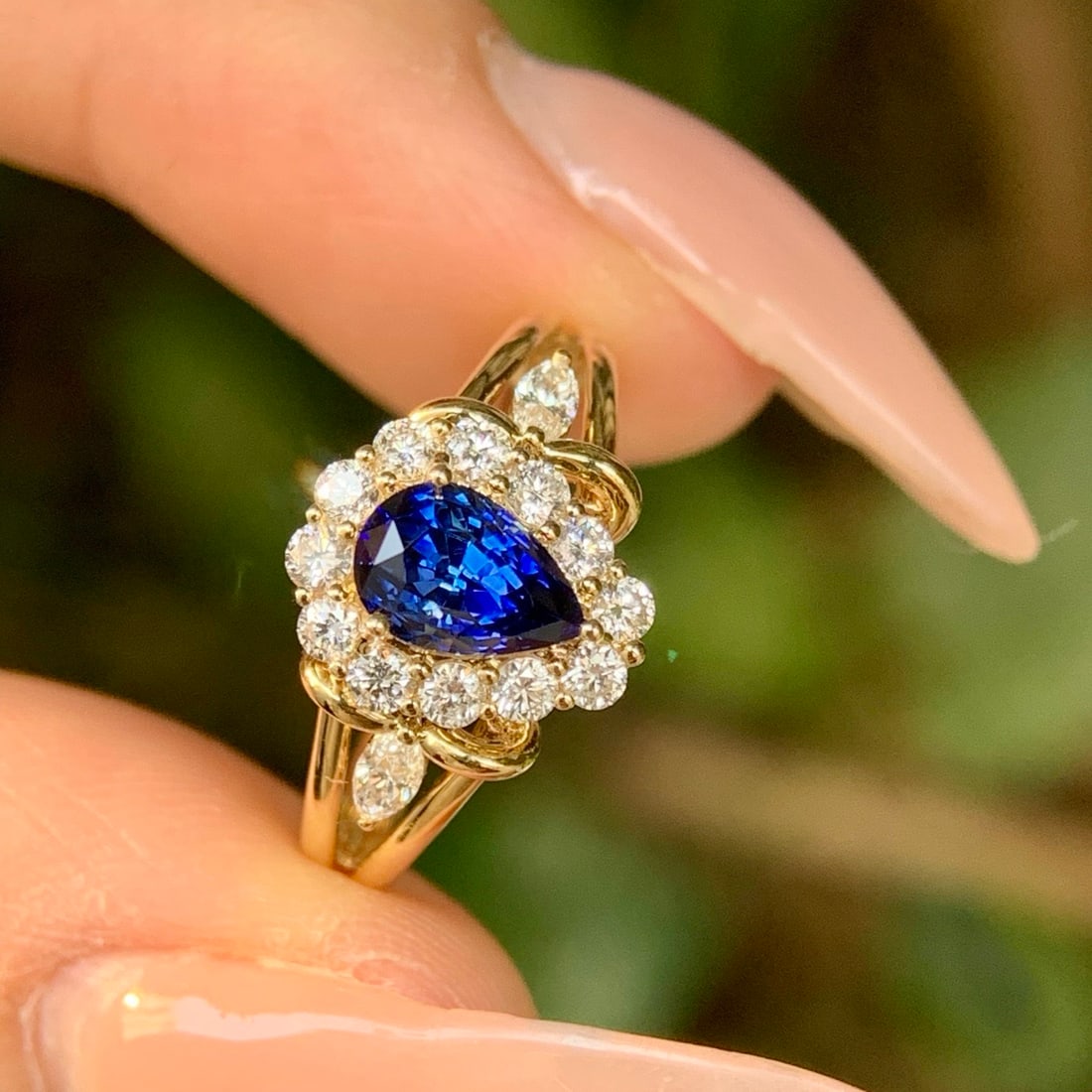14k Gold 1.76 Ctw Natural Sapphire & Diamond Ring - 7