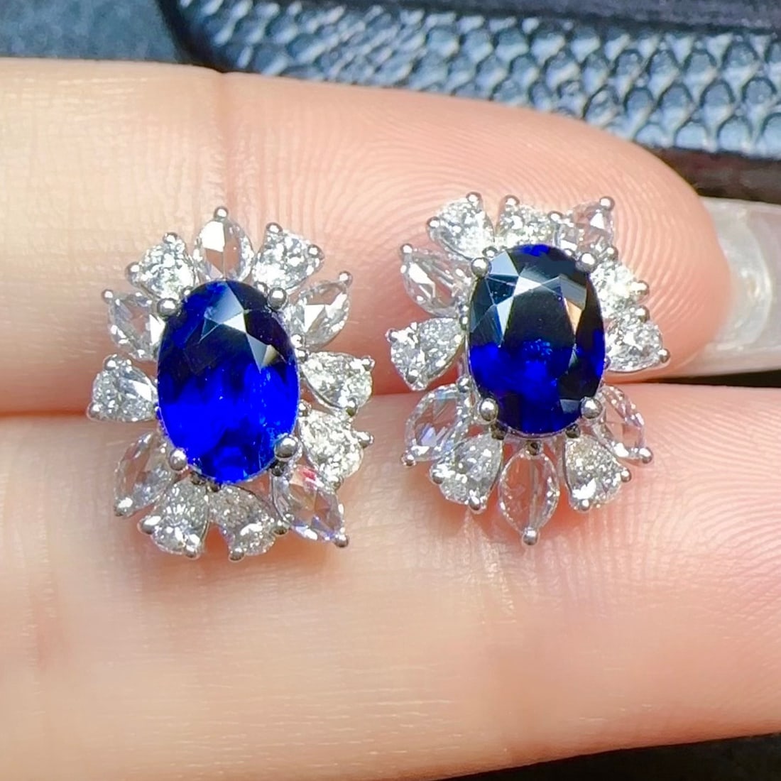 14k Gold 2.83 Ctw Natural Sapphire & Diamond Earrings - 2