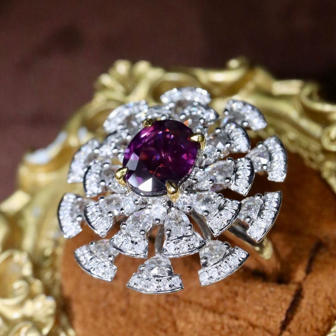 14k Gold 3.39 Ctw Natural Sapphire & Diamond Ring - 2