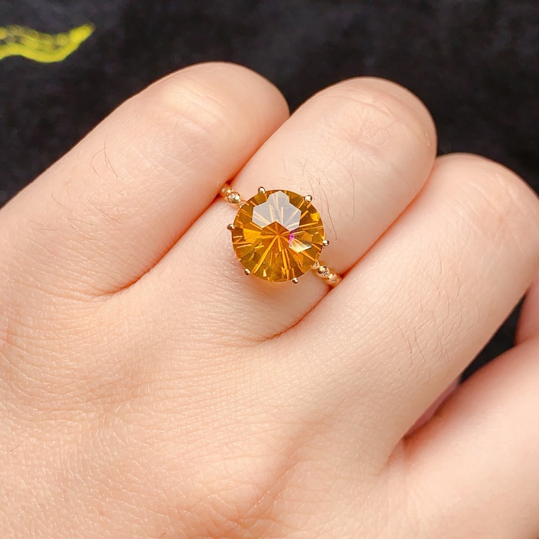 14k Gold 3.22 Ctw Natural Citrine & Diamond Ring - 6
