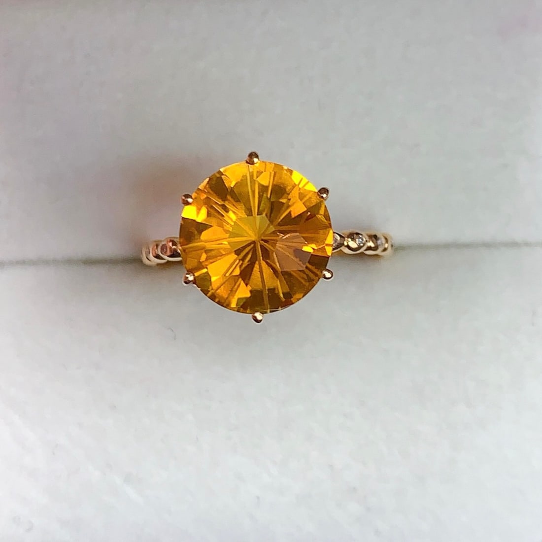 14k Gold 3.22 Ctw Natural Citrine & Diamond Ring - 7