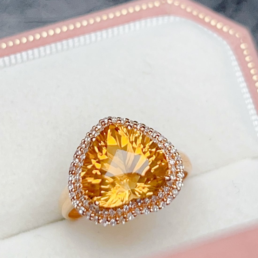 14k Gold 4.54 Ctw Natural Citrine & Diamond Ring - 5