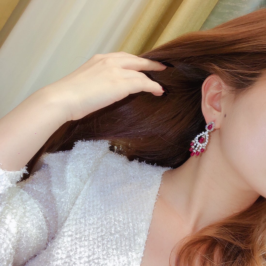 14k Gold 21.90 Ctw Natural Ruby & Diamond Earrings - 8