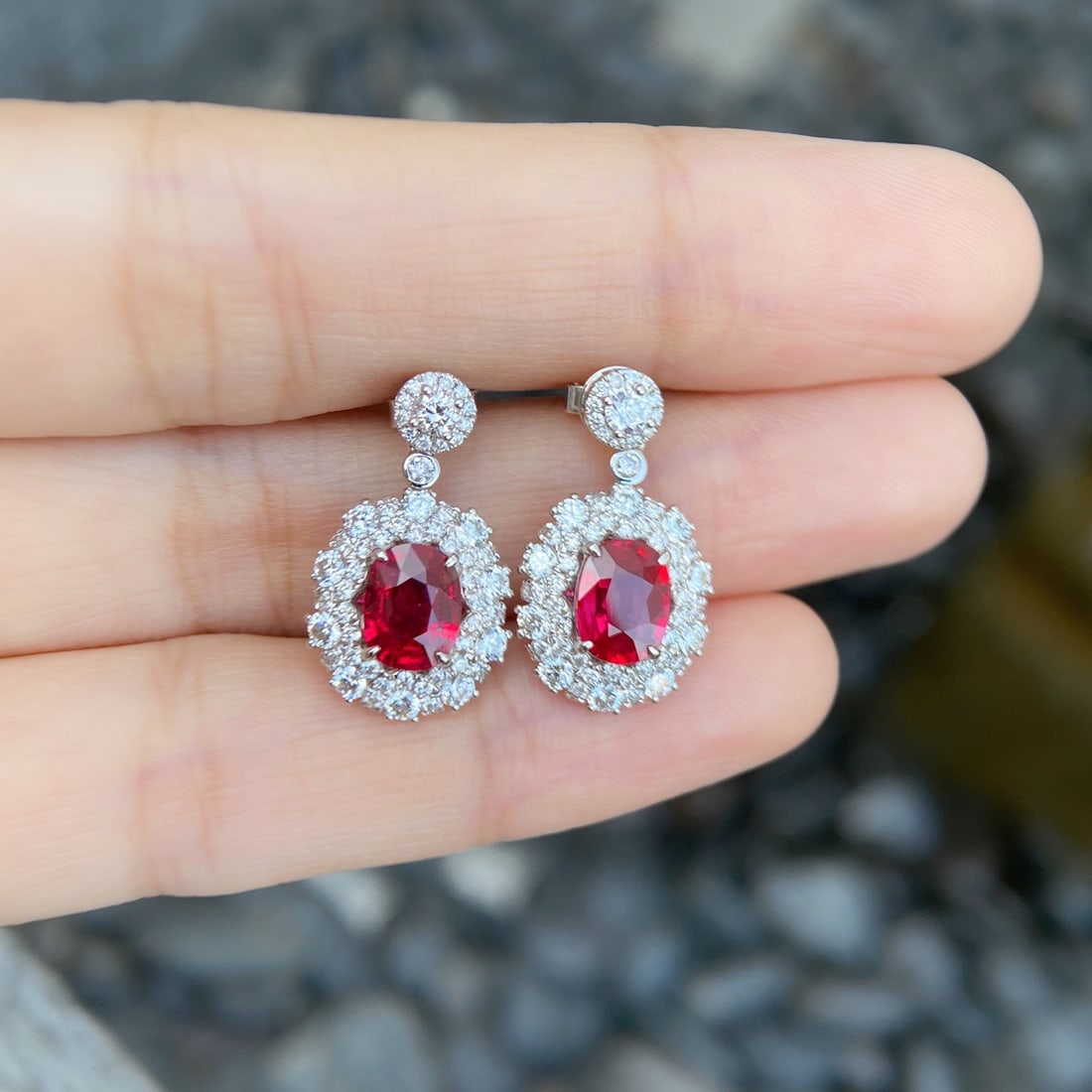 14k Gold 3.71 Ctw Natural Ruby & Diamond Earrings - 3