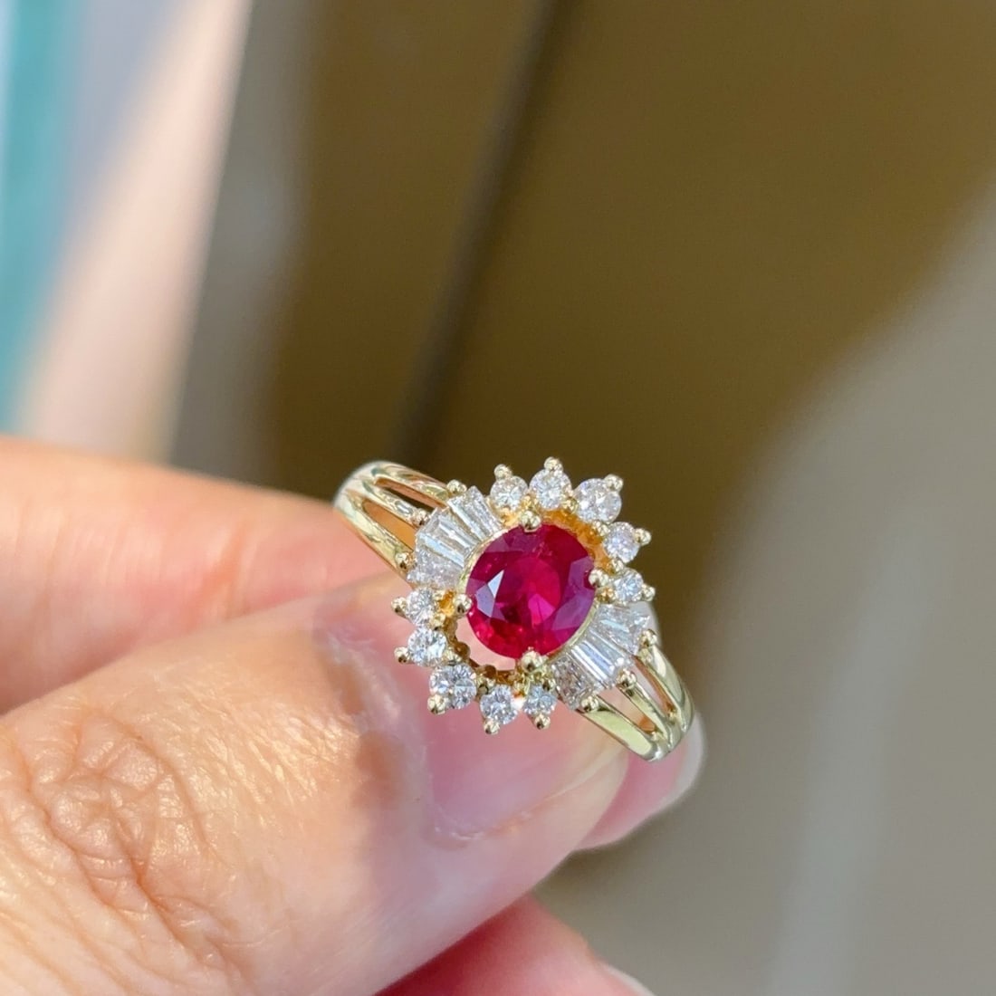 14k Gold 0.92 Ct Natural Ruby & Diamond Ring - 3