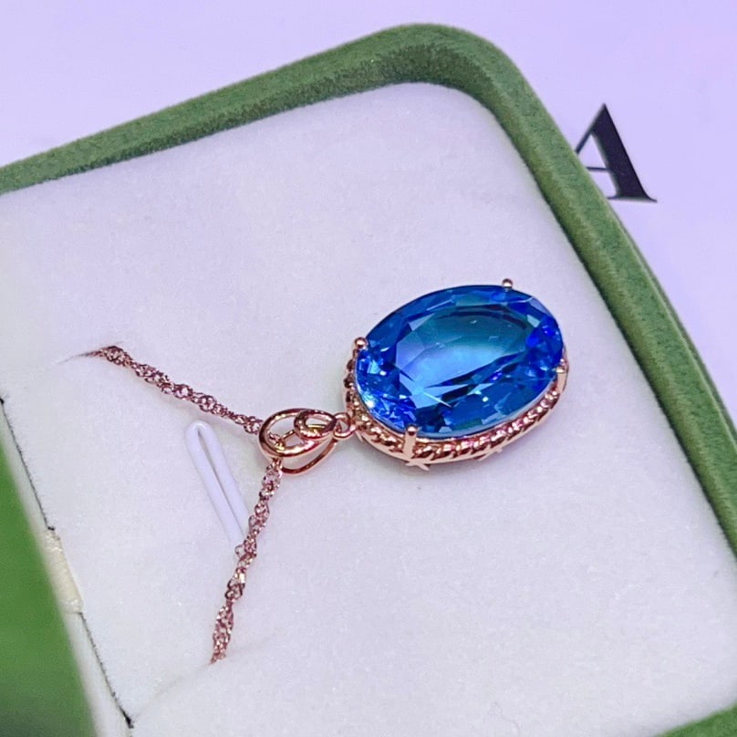 14k Gold 14.8 Ct Natural Topaz Pendant( Without Chain ) - 2