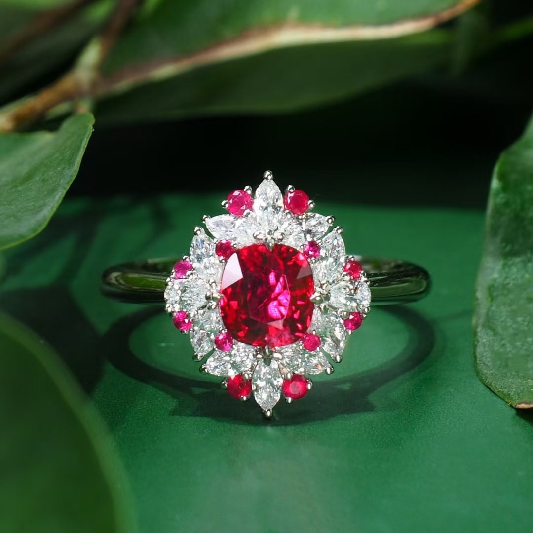 14k Gold 1.56 Ctw Natural Ruby & Diamond Ring - 2