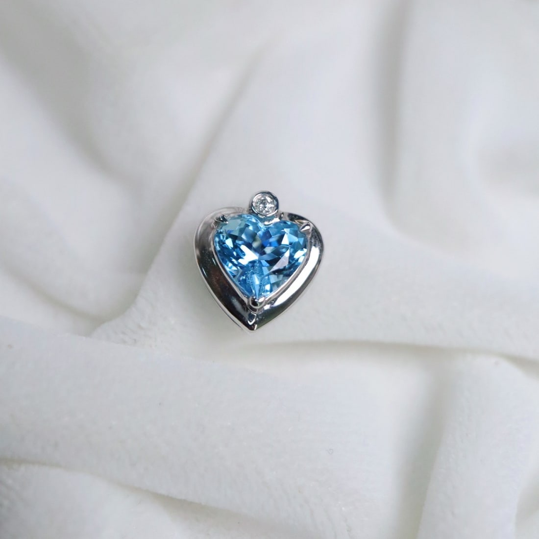 14k Gold 0.82 Ct Natural Aquamarine & Diamond Pendant( Without Chain ) - 5