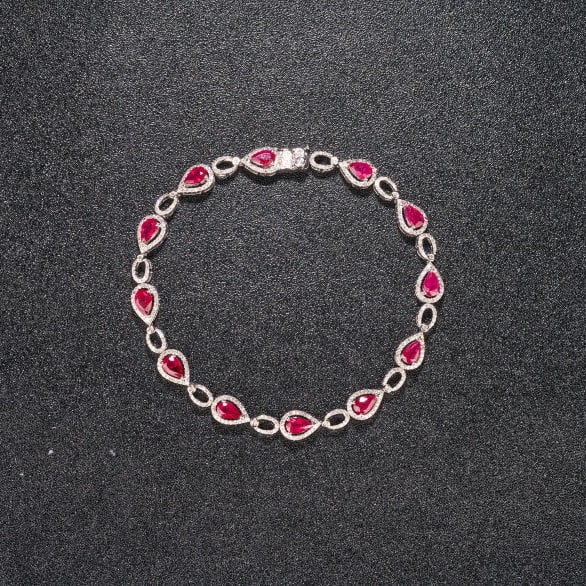 14k Gold 3.78 Ctw Natural Ruby & Diamond Bracelet - 5