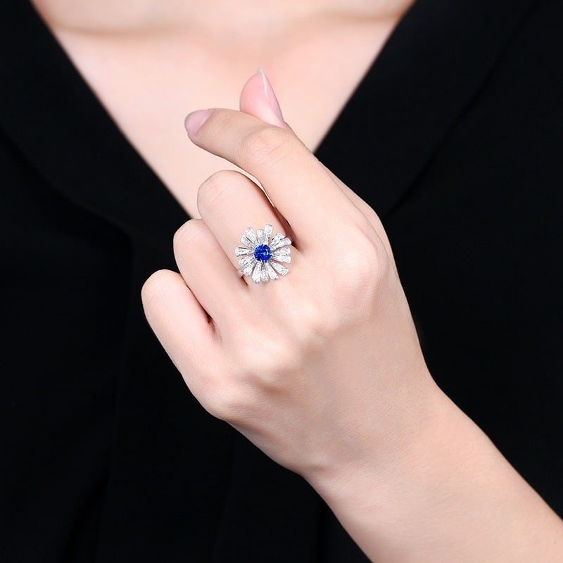 14k Gold 0.97 Ctw Natural Sapphire & Diamond Ring - 6