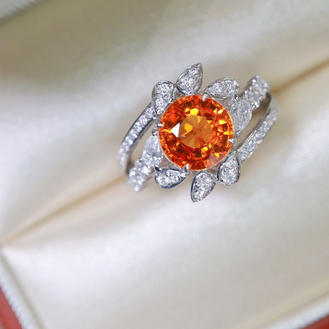 14k Gold 2.88 Ctw Natural Spessartine & Diamond Ring - 2
