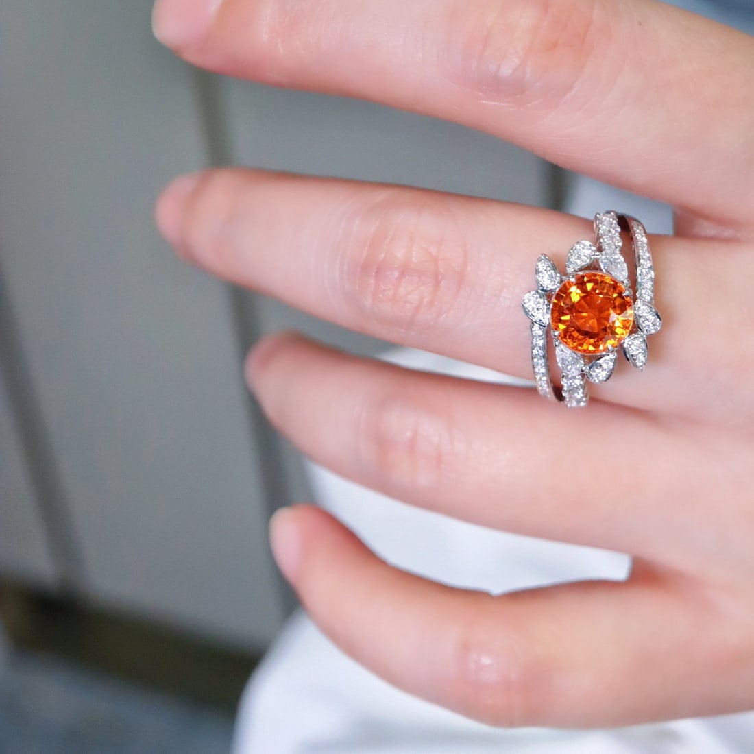 14k Gold 2.88 Ctw Natural Spessartine & Diamond Ring - 4