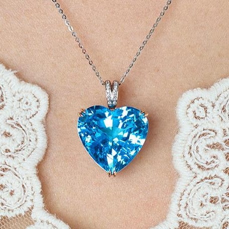 14k Gold 21.32 Ct Natural Topaz & Diamond Pendant( Without Chain ) - 9