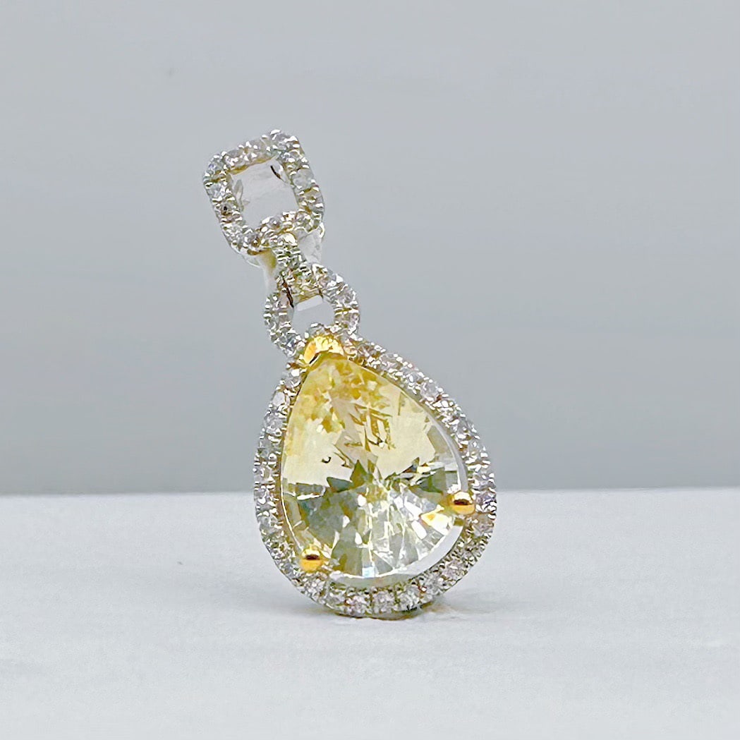 14k Gold 1.43 Ctw Natural Sapphire & Diamond Pendant( Without Chain ) - 2