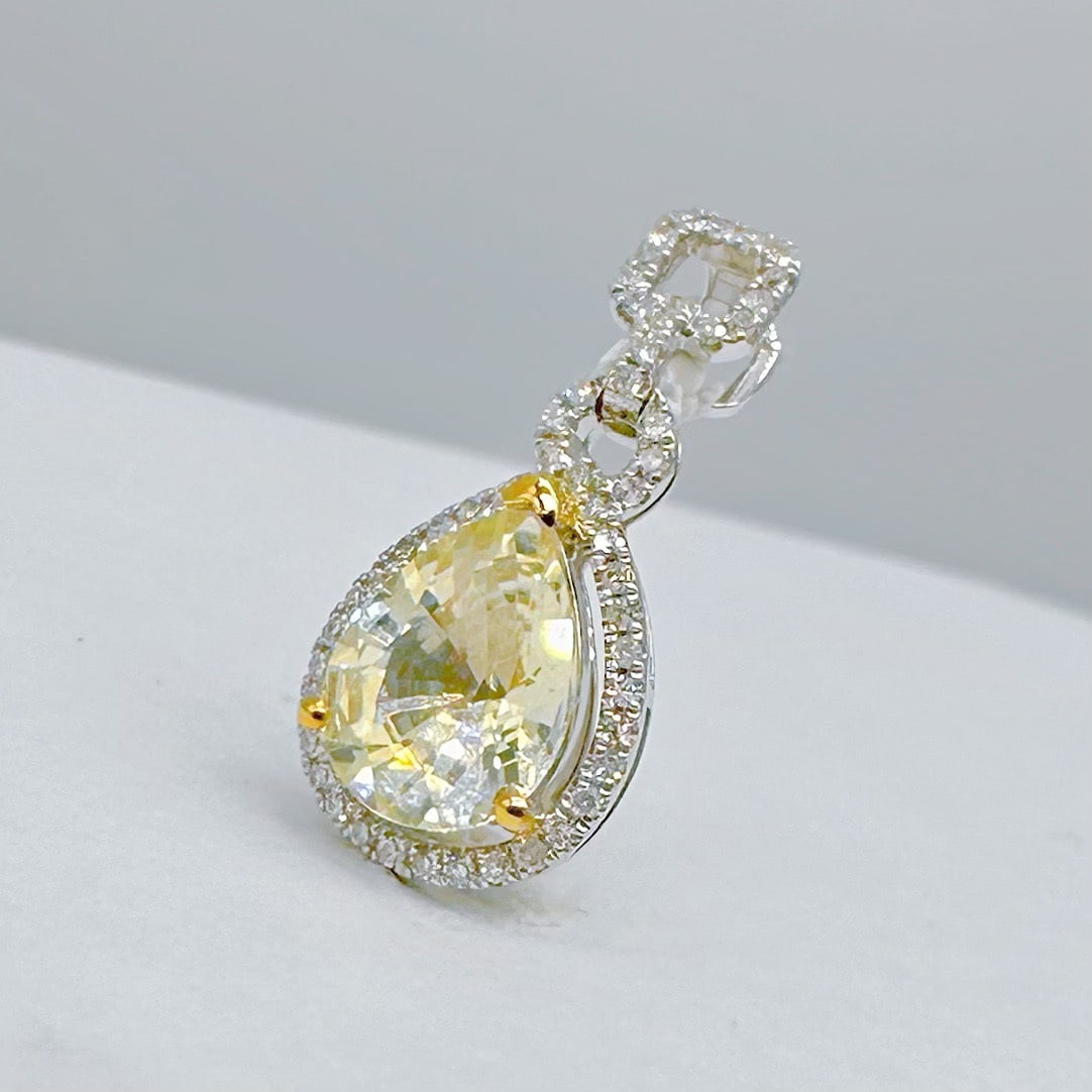 14k Gold 1.43 Ctw Natural Sapphire & Diamond Pendant( Without Chain ) - 3