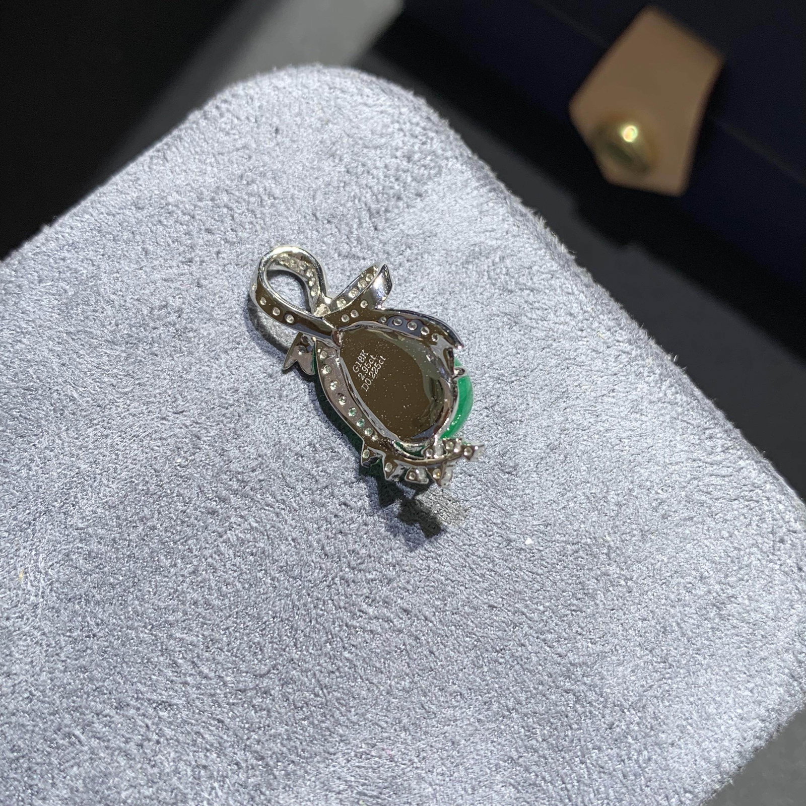 14k Gold 3.17 Ctw Natural Emerald & Diamond Pendant( Without Chain ) - 5