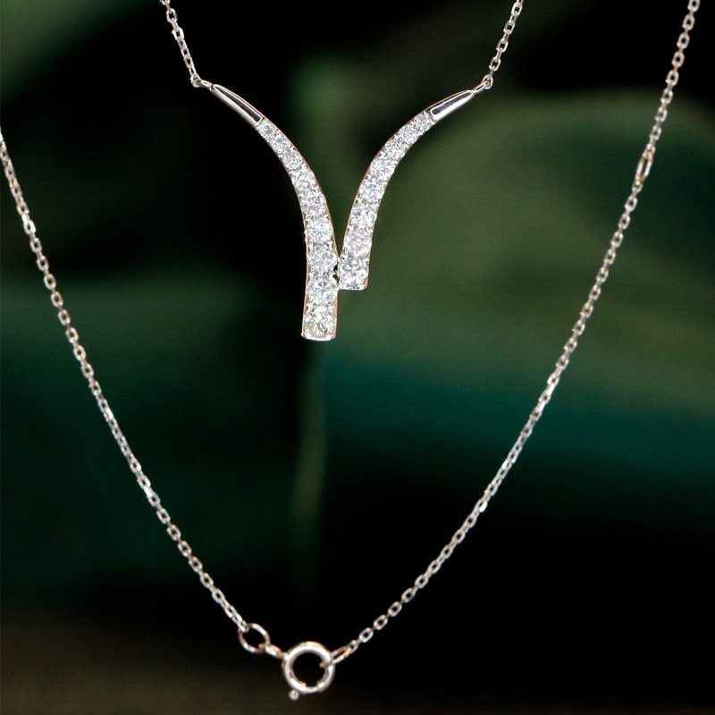 14k Gold 0.65 Ct Natural H Diamond Necklace - 3